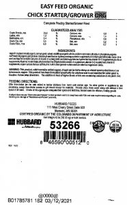 Hubbard Label-53266 RECALL